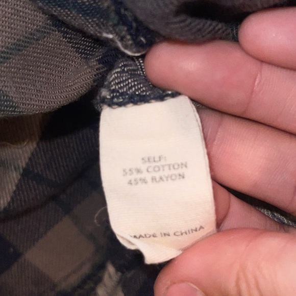 GILDED Intent By Buckle Brown Green Blue Flannel Raw Edge Snap Up Size Medium - Picture 11 of 13